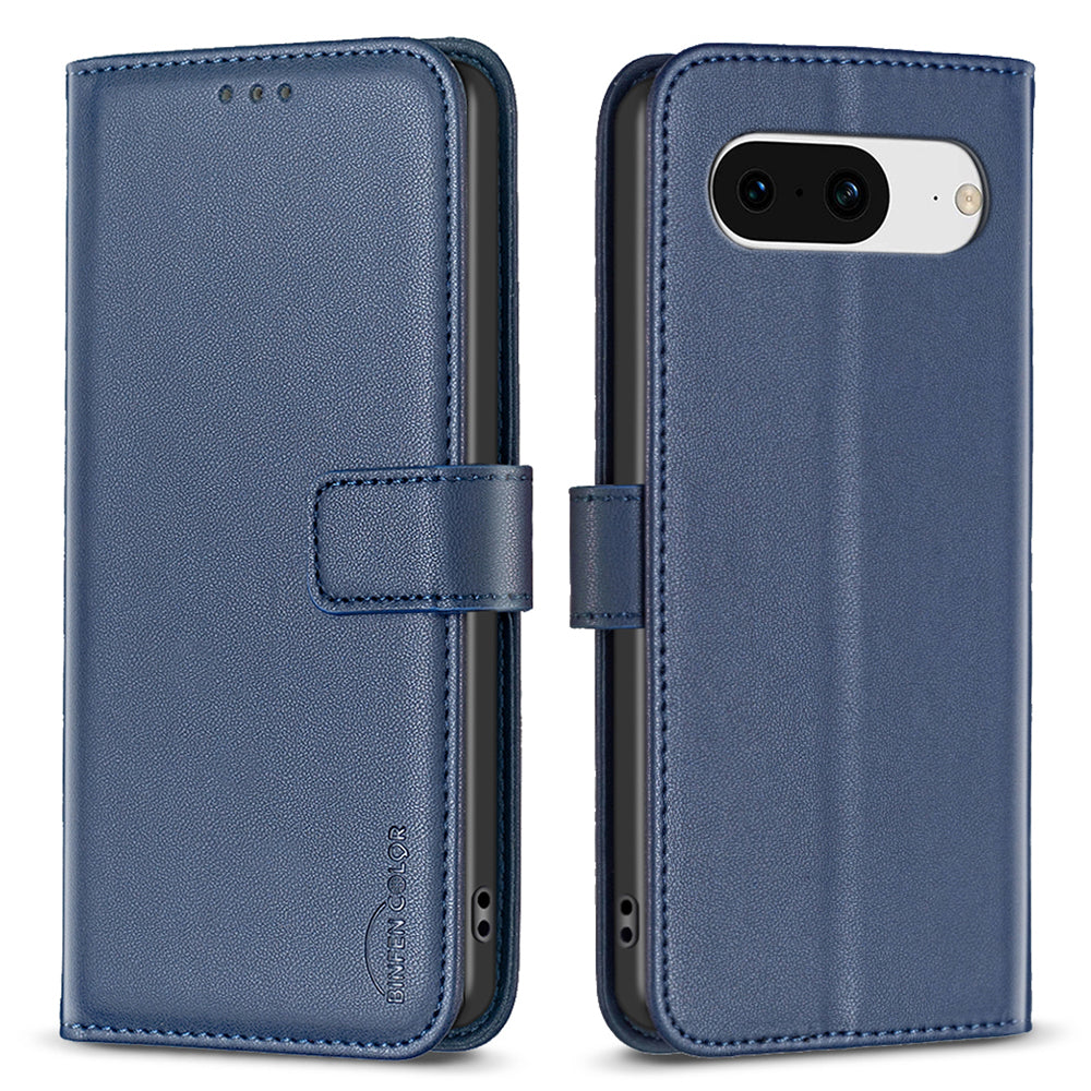 BINFEN COLOR BF17 For Google Pixel 8 Leather Stand Case Cell Phone Wallet Protective Cover