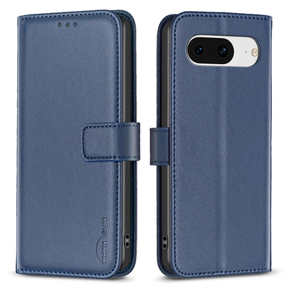 BINFEN COLOR BF17 For Google Pixel 8 Leather Stand Case Cell Phone Wallet Protective Cover