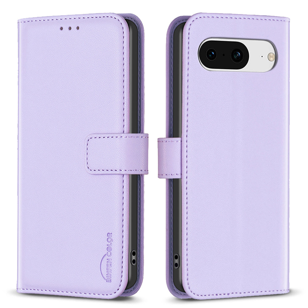 BINFEN COLOR BF17 For Google Pixel 8 Leather Stand Case Cell Phone Wallet Protective Cover
