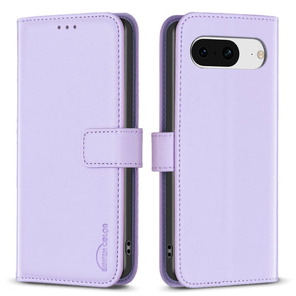 BINFEN COLOR BF17 For Google Pixel 8 Leather Stand Case Cell Phone Wallet Protective Cover
