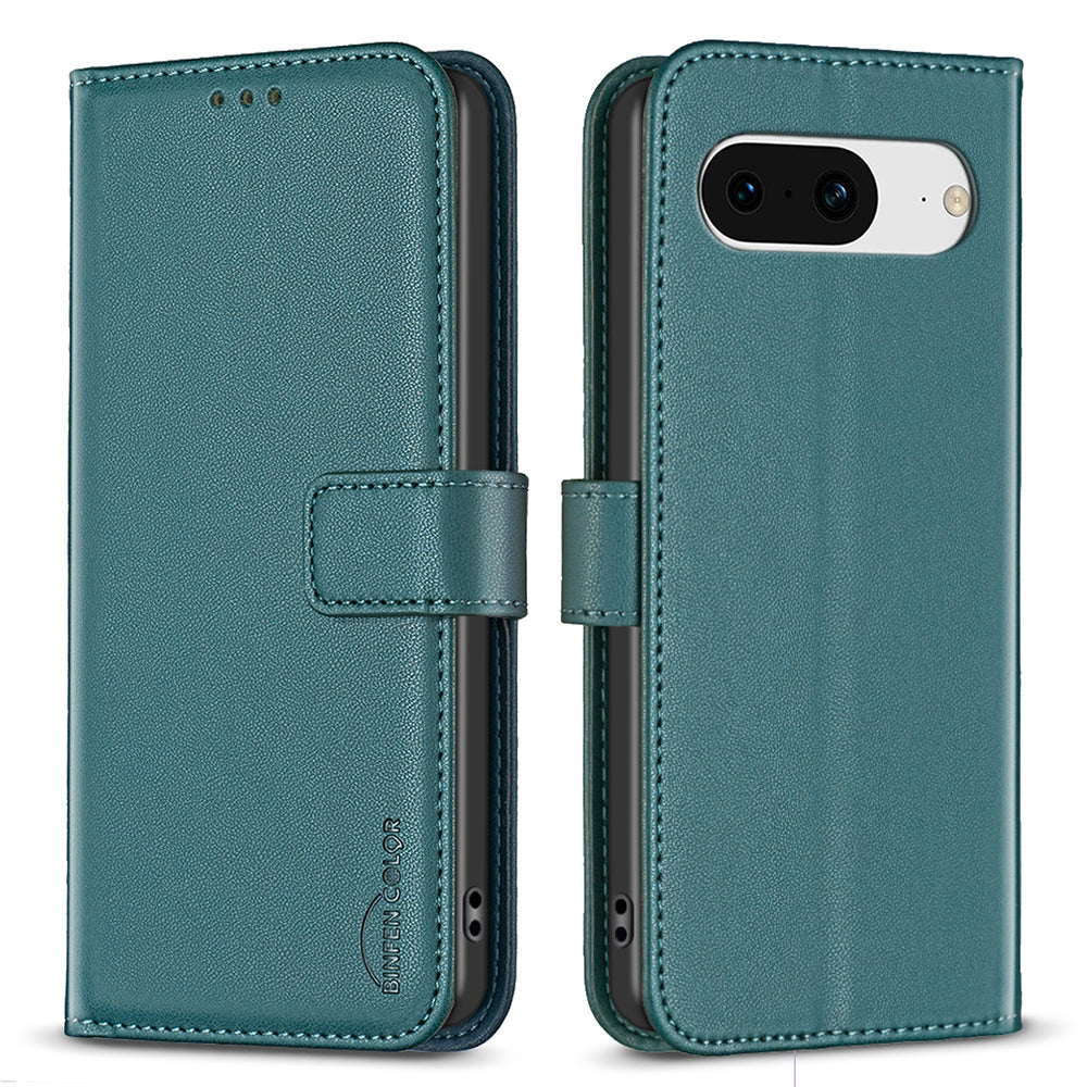 BINFEN COLOR BF17 For Google Pixel 8 Leather Stand Case Cell Phone Wallet Protective Cover