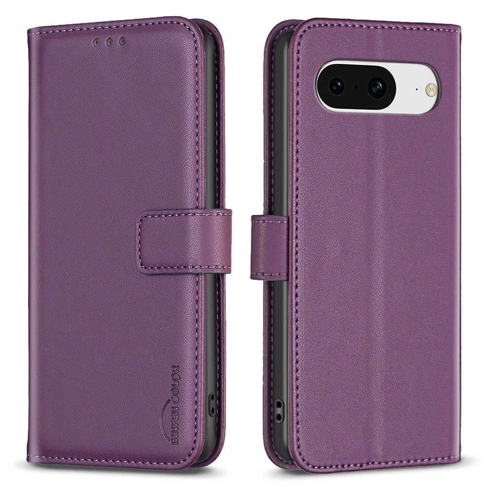 BINFEN COLOR BF17 For Google Pixel 8 Leather Stand Case Cell Phone Wallet Protective Cover