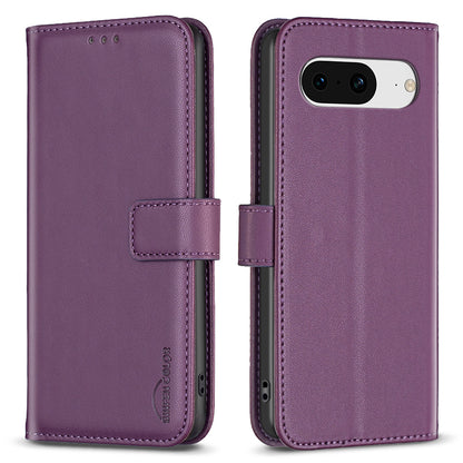 BINFEN COLOR BF17 For Google Pixel 8 Leather Stand Case Cell Phone Wallet Protective Cover