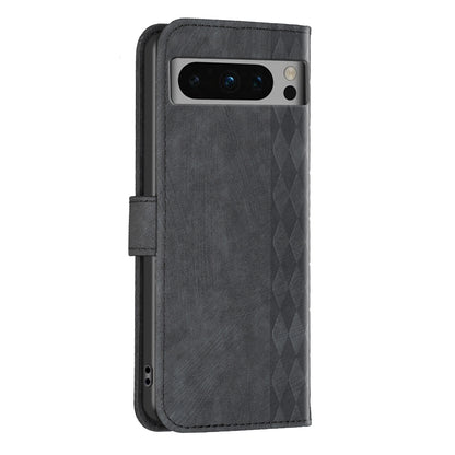 For Google Pixel 8 Pro PU Leather Phone Case Grid Pattern Imprinted Phone Cover with Stand Wallet