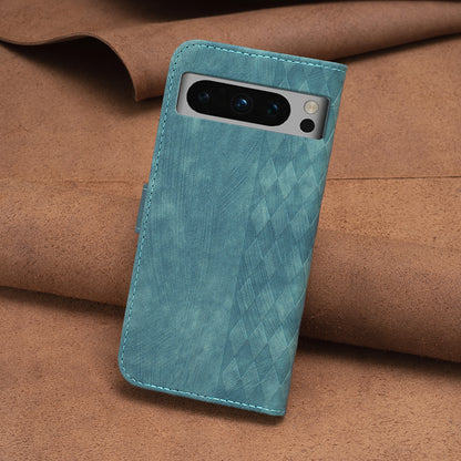 For Google Pixel 8 Pro PU Leather Phone Case Grid Pattern Imprinted Phone Cover with Stand Wallet
