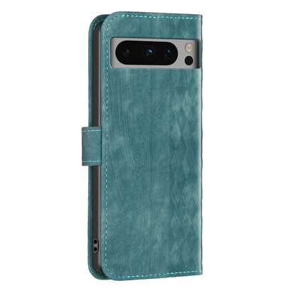 For Google Pixel 8 Pro PU Leather Phone Case Grid Pattern Imprinted Phone Cover with Stand Wallet