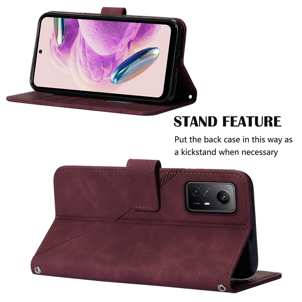 YB Imprinting Series-2 For Xiaomi Redmi Note 12S 4G Leather Phone Cover Cell Phone Stand Wallet Case