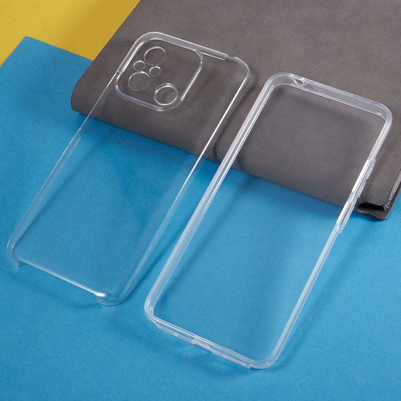 For Xiaomi Redmi 12C 4G Clear Phone Cover TPU Frame + Acrylic Back + PET Screen Protector Phone Case