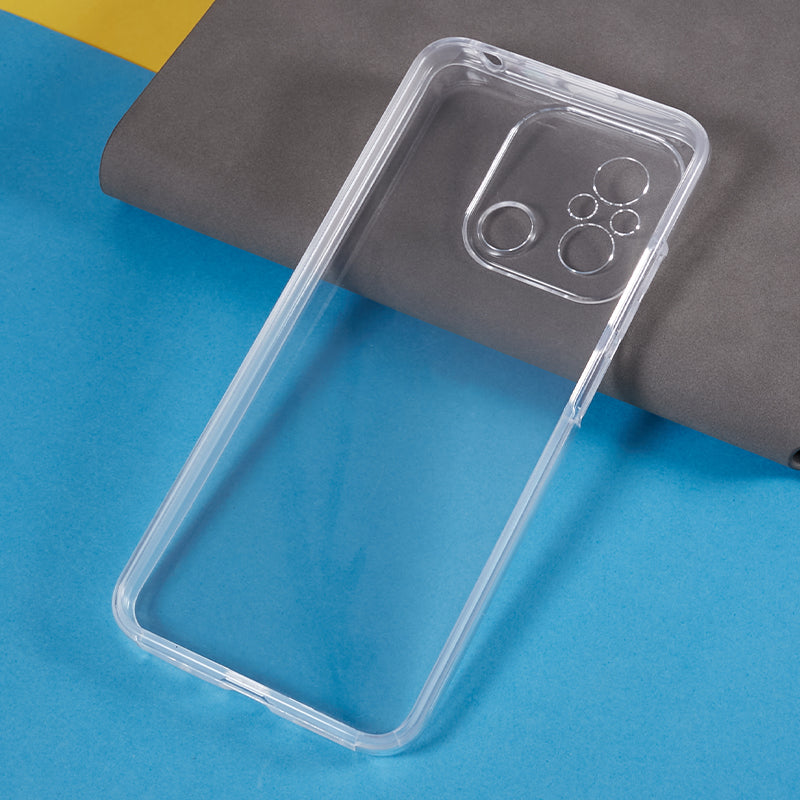 For Xiaomi Redmi 12C 4G Clear Phone Cover TPU Frame + Acrylic Back + PET Screen Protector Phone Case
