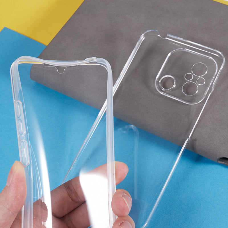 For Xiaomi Redmi 12C 4G Clear Phone Cover TPU Frame + Acrylic Back + PET Screen Protector Phone Case
