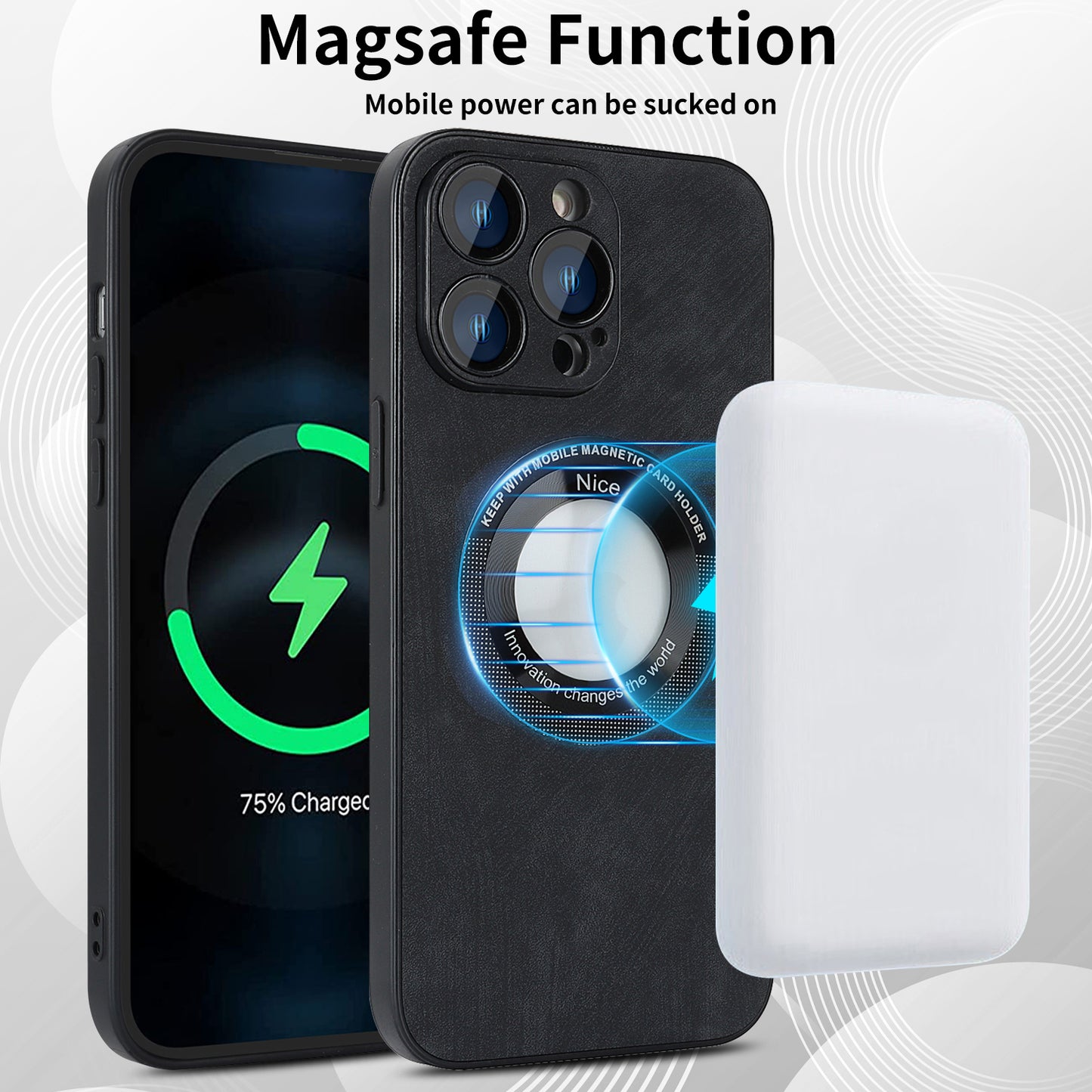 For iPhone 12 Pro Max Magnetic Phone Case PU Leather+PC+TPU Skin-touch Cover with Lens Protector
