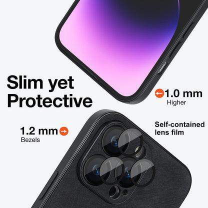 For iPhone 12 Pro Max Magnetic Phone Case PU Leather+PC+TPU Skin-touch Cover with Lens Protector