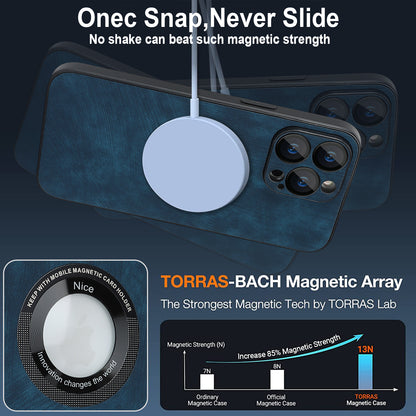 For iPhone 12 Pro Max Magnetic Phone Case PU Leather+PC+TPU Skin-touch Cover with Lens Protector