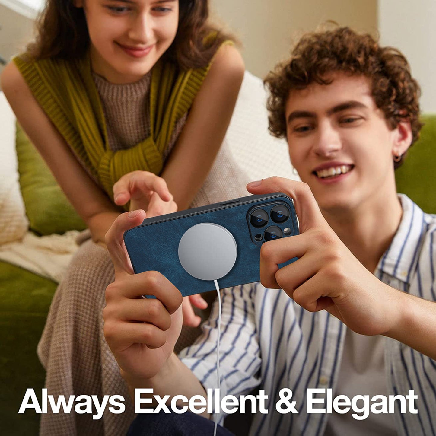 For iPhone 12 Pro Max Magnetic Phone Case PU Leather+PC+TPU Skin-touch Cover with Lens Protector