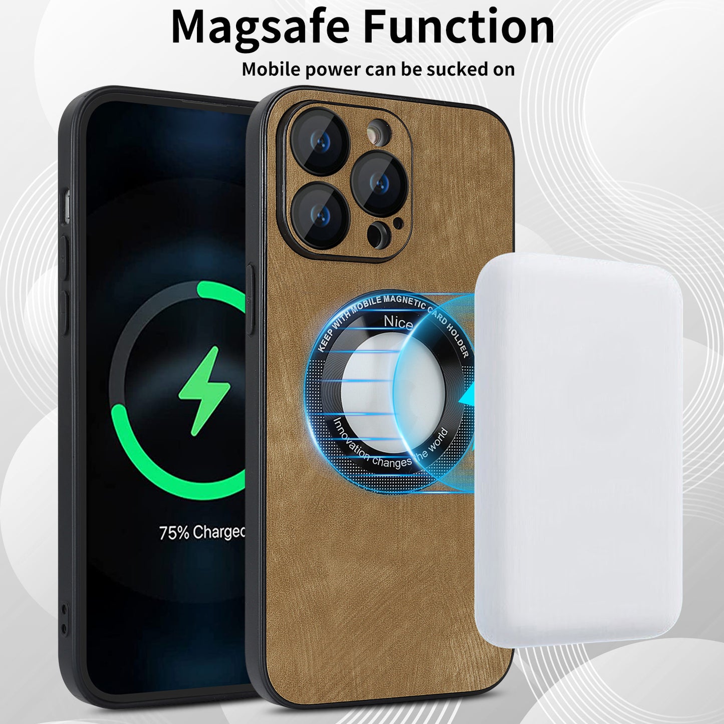 For iPhone 12 Pro Max Magnetic Phone Case PU Leather+PC+TPU Skin-touch Cover with Lens Protector