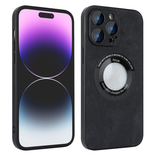 For iPhone 14 Pro Max Magnetic Case Compatible with Magsafe  Skin-touch PU Leather+PC+TPU Phone Cover