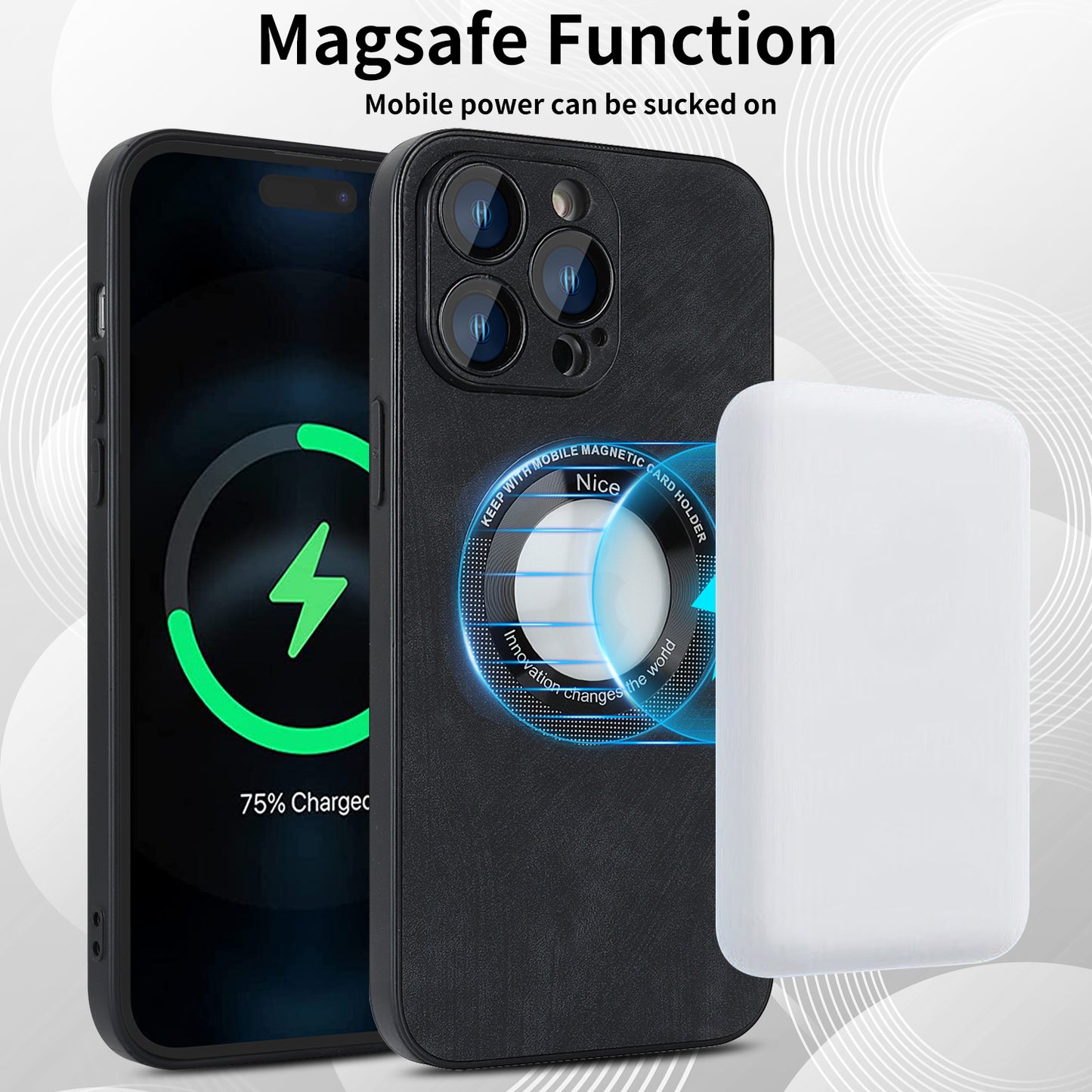 For iPhone 14 Pro Max Magnetic Case Compatible with Magsafe  Skin-touch PU Leather+PC+TPU Phone Cover