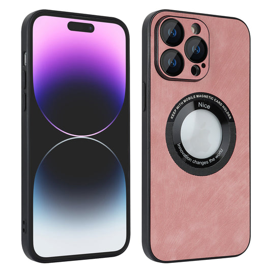 For iPhone 14 Pro Max Magnetic Case Compatible with Magsafe  Skin-touch PU Leather+PC+TPU Phone Cover