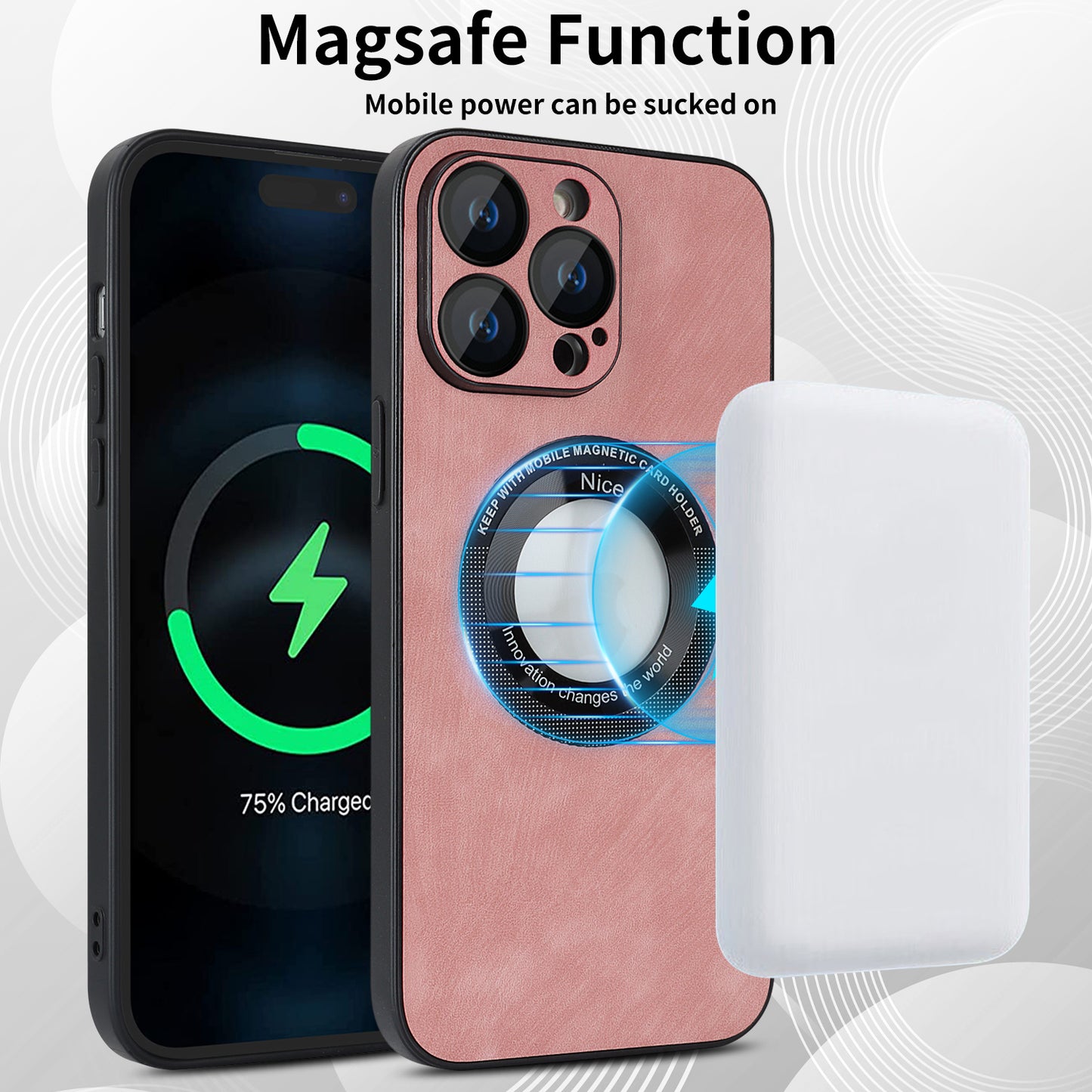 For iPhone 14 Pro Max Magnetic Case Compatible with Magsafe  Skin-touch PU Leather+PC+TPU Phone Cover
