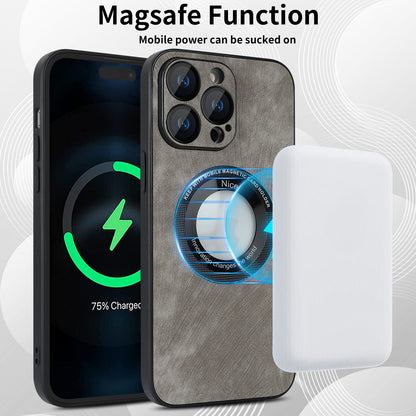 For iPhone 14 Pro Max Magnetic Case Compatible with Magsafe  Skin-touch PU Leather+PC+TPU Phone Cover
