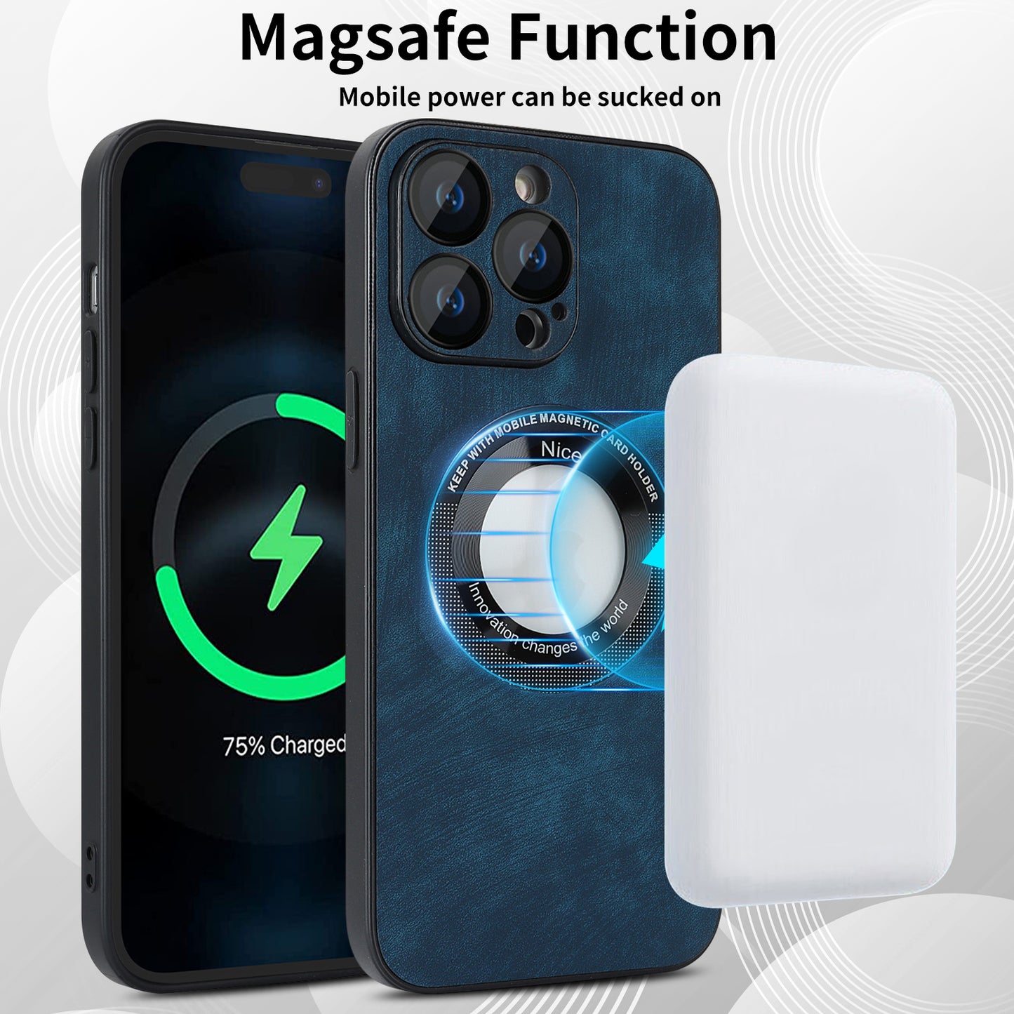 For iPhone 14 Pro Max Magnetic Case Compatible with Magsafe  Skin-touch PU Leather+PC+TPU Phone Cover