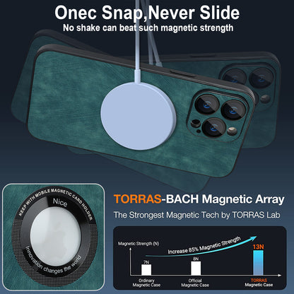 For iPhone 14 Pro Max Magnetic Case Compatible with Magsafe  Skin-touch PU Leather+PC+TPU Phone Cover