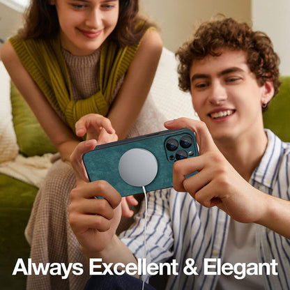 For iPhone 14 Pro Max Magnetic Case Compatible with Magsafe  Skin-touch PU Leather+PC+TPU Phone Cover