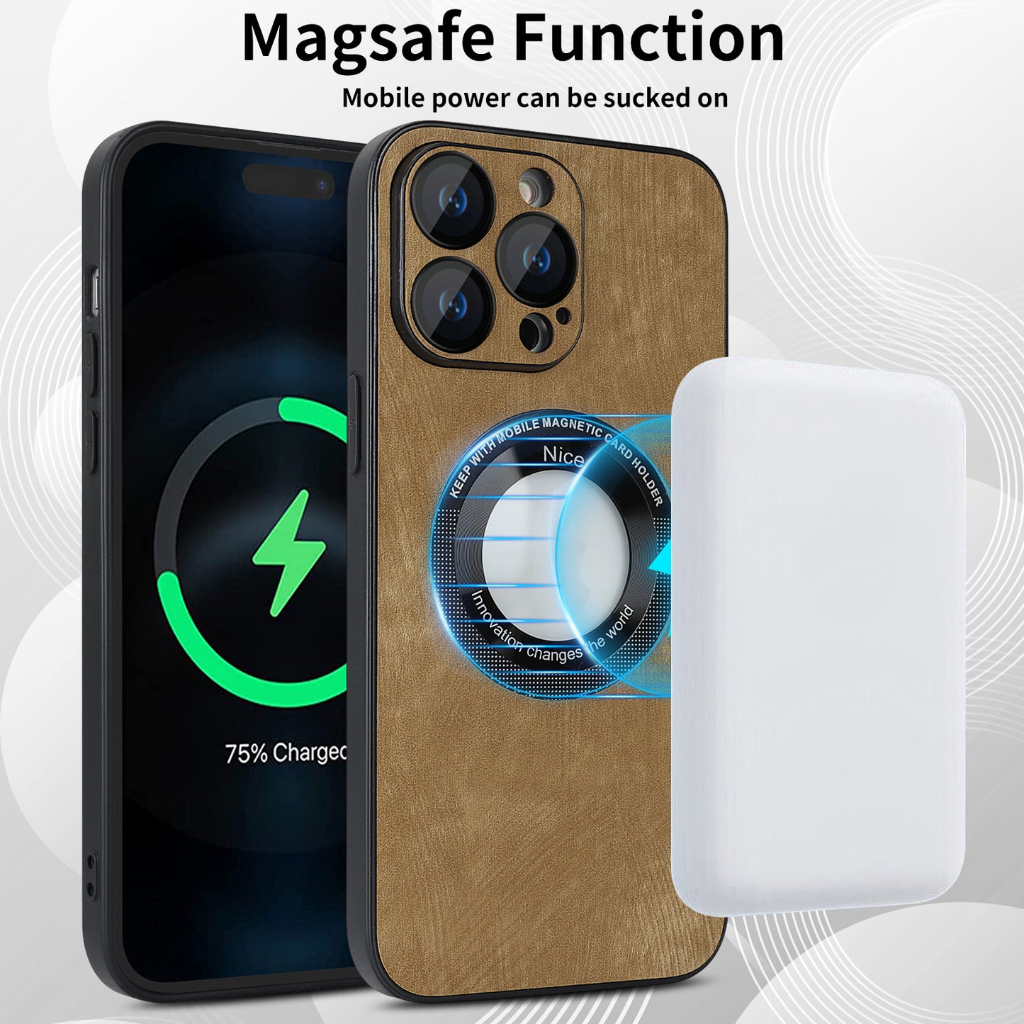 For iPhone 14 Pro Max Magnetic Case Compatible with Magsafe  Skin-touch PU Leather+PC+TPU Phone Cover