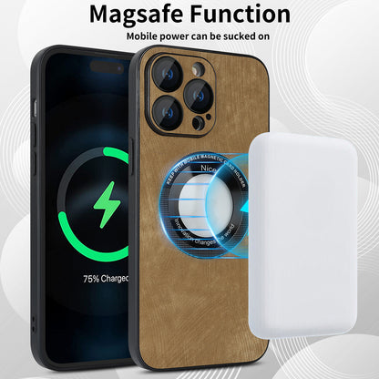For iPhone 14 Pro Max Magnetic Case Compatible with Magsafe  Skin-touch PU Leather+PC+TPU Phone Cover