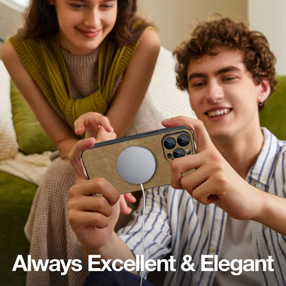 For iPhone 14 Pro Max Magnetic Case Compatible with Magsafe  Skin-touch PU Leather+PC+TPU Phone Cover