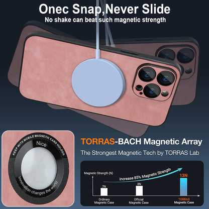 For iPhone 13 Pro Skin-touch PU Leather+PC+TPU Cover Anti-Scratch Magnetic Phone Case with Lens Protector