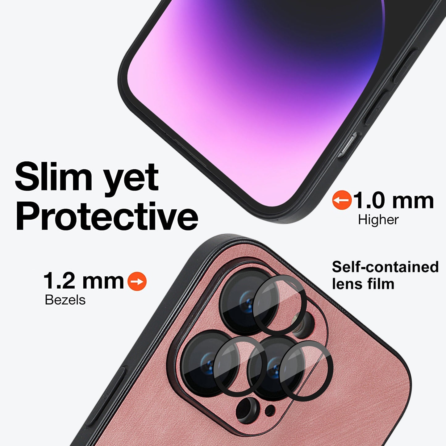 For iPhone 13 Pro Skin-touch PU Leather+PC+TPU Cover Anti-Scratch Magnetic Phone Case with Lens Protector