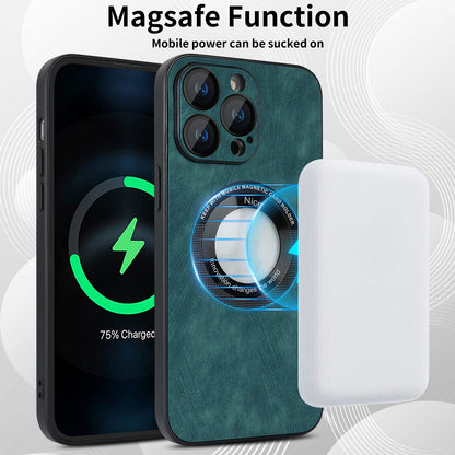 For iPhone 13 Pro Skin-touch PU Leather+PC+TPU Cover Anti-Scratch Magnetic Phone Case with Lens Protector