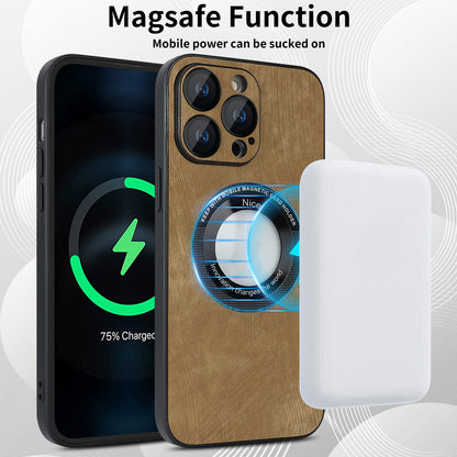 For iPhone 13 Pro Skin-touch PU Leather+PC+TPU Cover Anti-Scratch Magnetic Phone Case with Lens Protector