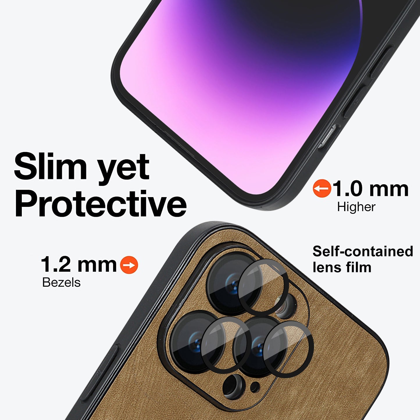For iPhone 13 Pro Skin-touch PU Leather+PC+TPU Cover Anti-Scratch Magnetic Phone Case with Lens Protector