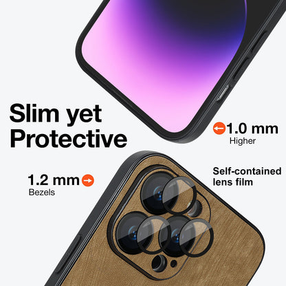 For iPhone 13 Pro Skin-touch PU Leather+PC+TPU Cover Anti-Scratch Magnetic Phone Case with Lens Protector