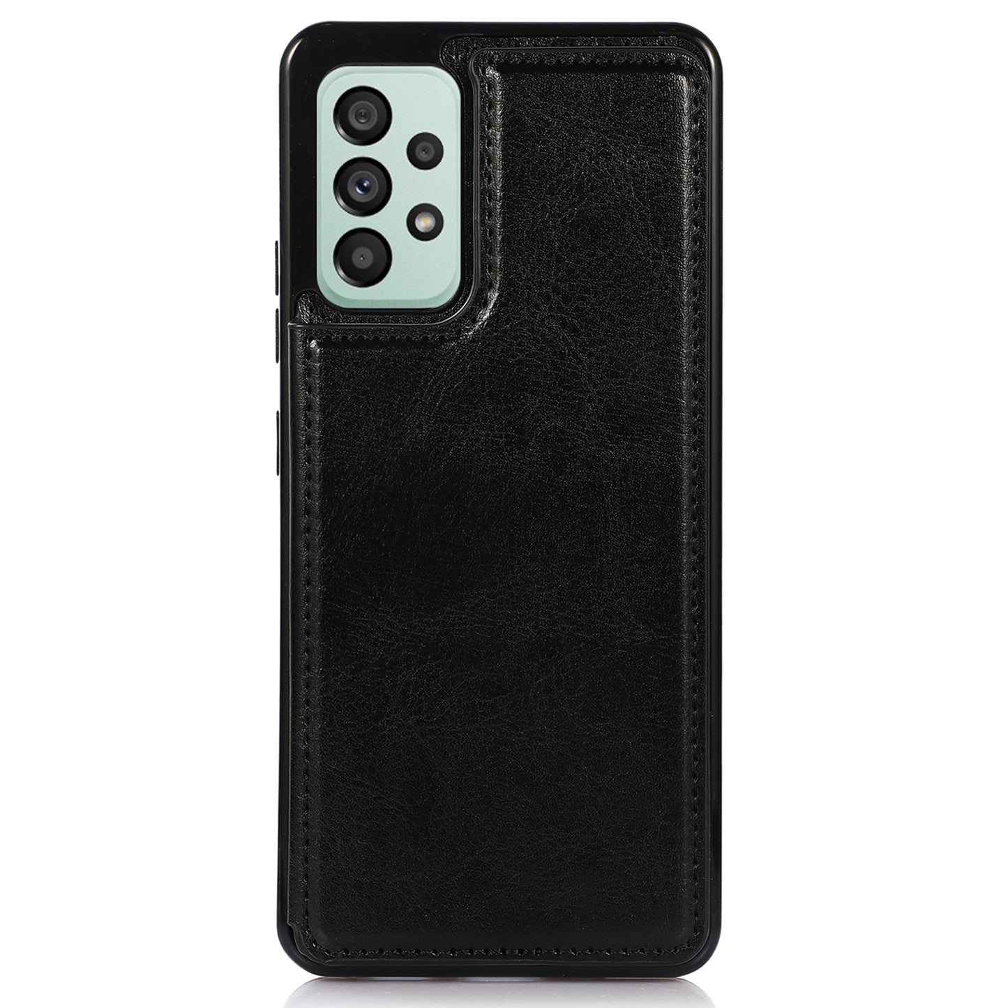 For Samsung Galaxy A73 5G Dual Buttons Card Holder Kickstand Smartphone Cover PU Leather Coated TPU Phone Case