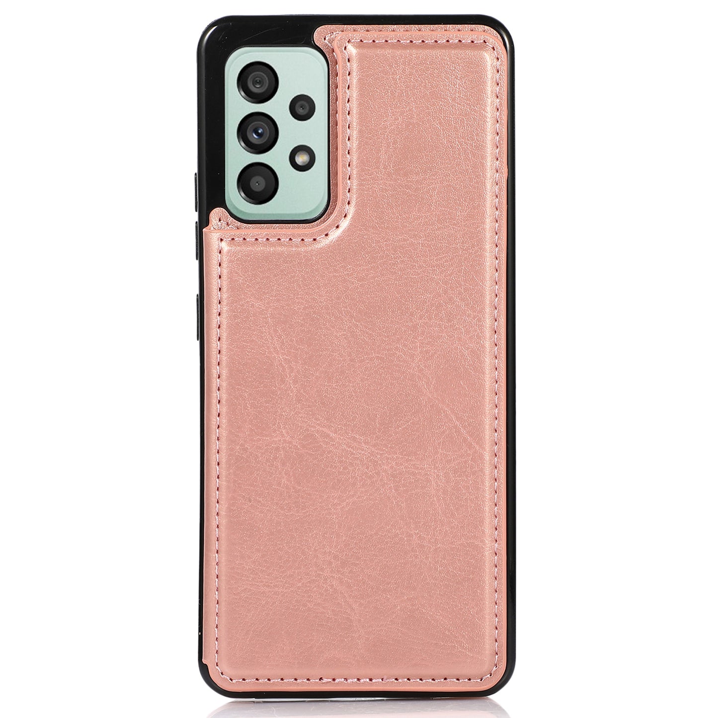 For Samsung Galaxy A73 5G Dual Buttons Card Holder Kickstand Smartphone Cover PU Leather Coated TPU Phone Case