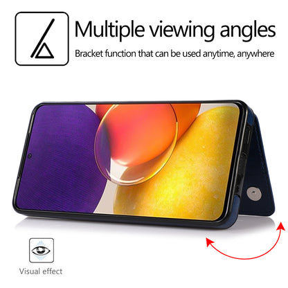 For Samsung Galaxy A73 5G Dual Buttons Card Holder Kickstand Smartphone Cover PU Leather Coated TPU Phone Case