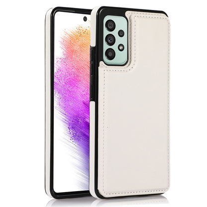 For Samsung Galaxy A73 5G Dual Buttons Card Holder Kickstand Smartphone Cover PU Leather Coated TPU Phone Case