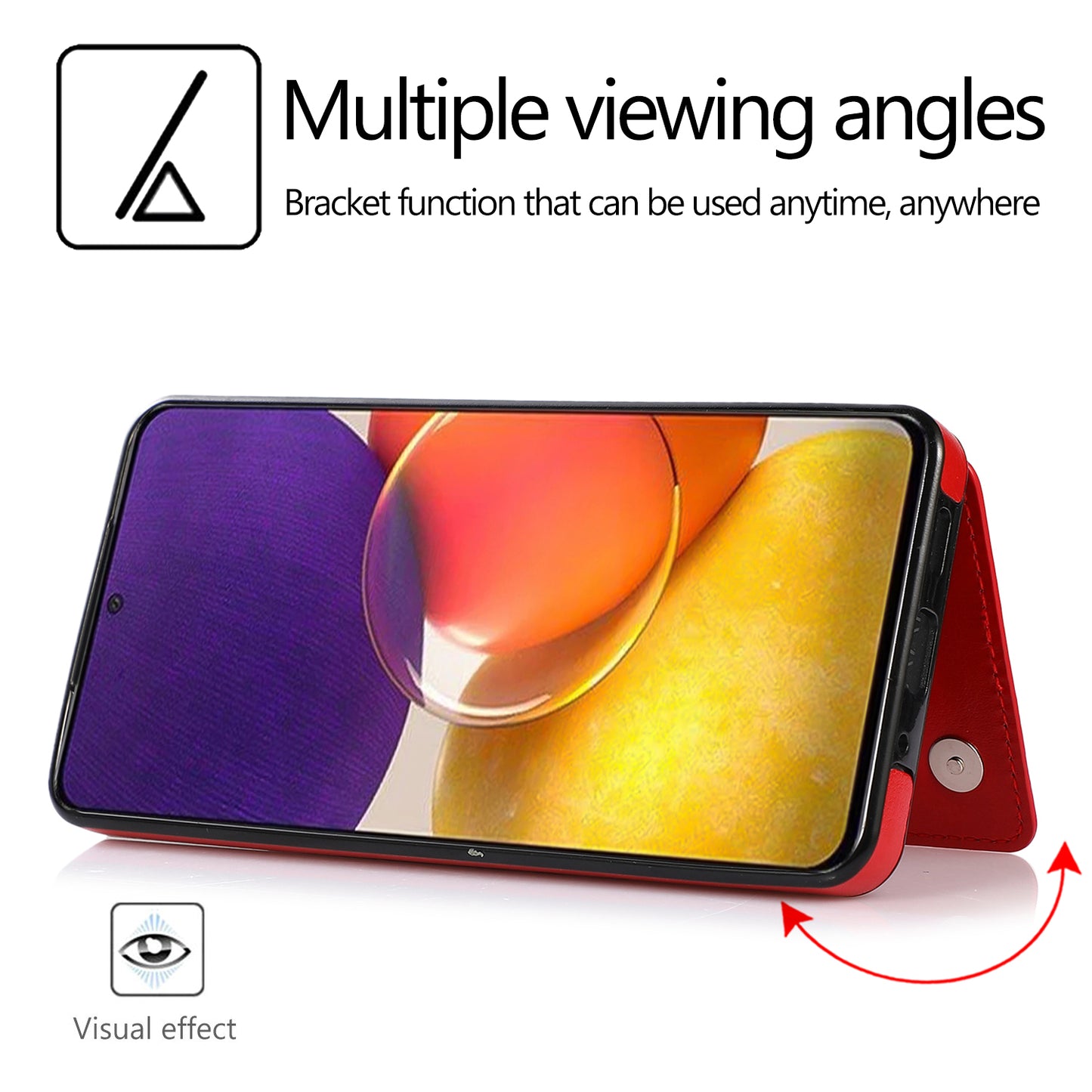 For Samsung Galaxy A73 5G Dual Buttons Card Holder Kickstand Smartphone Cover PU Leather Coated TPU Phone Case