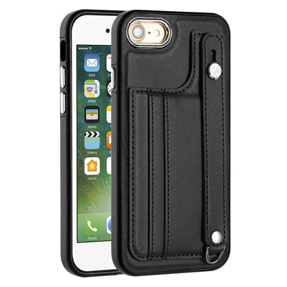 For iPhone SE (2020) / (2022) / 8 / 7 4.7 inch Kickstand Case YB Leather Coating Series-5 Card Holder TPU Phone Cover