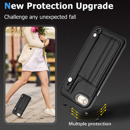 For iPhone SE (2020) / (2022) / 8 / 7 4.7 inch Kickstand Case YB Leather Coating Series-5 Card Holder TPU Phone Cover