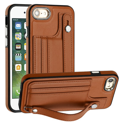 For iPhone SE (2020) / (2022) / 8 / 7 4.7 inch Kickstand Case YB Leather Coating Series-5 Card Holder TPU Phone Cover