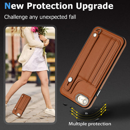 For iPhone SE (2020) / (2022) / 8 / 7 4.7 inch Kickstand Case YB Leather Coating Series-5 Card Holder TPU Phone Cover