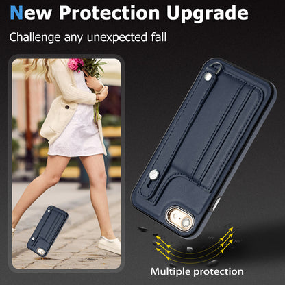 For iPhone SE (2020) / (2022) / 8 / 7 4.7 inch Kickstand Case YB Leather Coating Series-5 Card Holder TPU Phone Cover