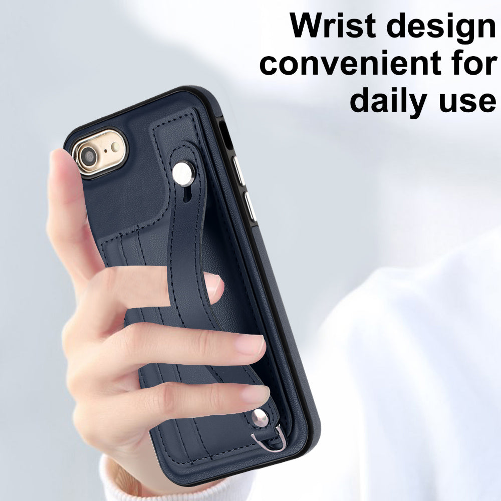 For iPhone SE (2020) / (2022) / 8 / 7 4.7 inch Kickstand Case YB Leather Coating Series-5 Card Holder TPU Phone Cover