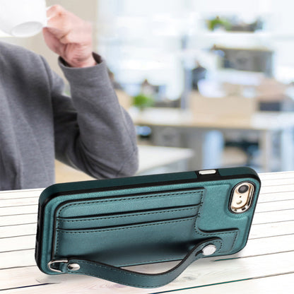 For iPhone SE (2020) / (2022) / 8 / 7 4.7 inch Kickstand Case YB Leather Coating Series-5 Card Holder TPU Phone Cover