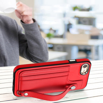 For iPhone SE (2020) / (2022) / 8 / 7 4.7 inch Kickstand Case YB Leather Coating Series-5 Card Holder TPU Phone Cover