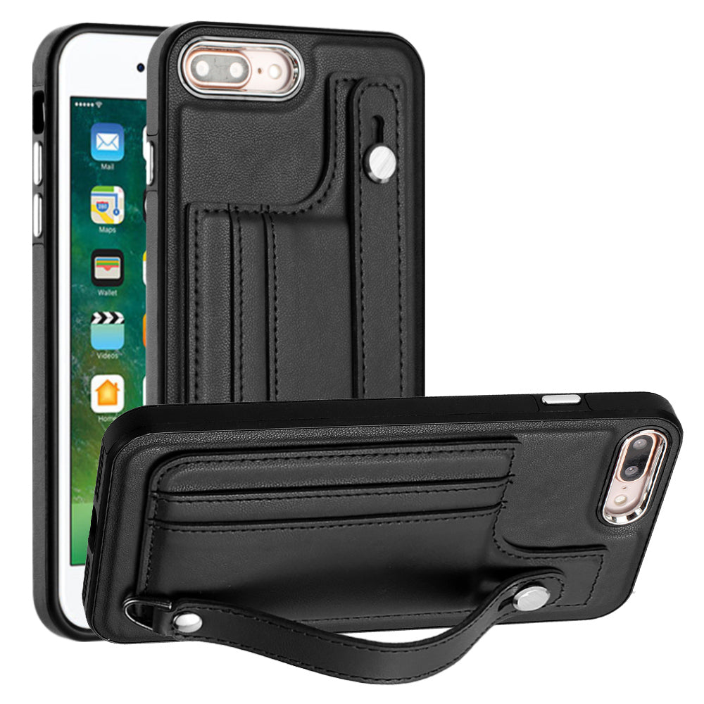 For iPhone 6 Plus / 6s Plus / 7 Plus / 8 Plus 5.5 inch Case YB Leather Coating Series-5 Kickstand TPU Phone Cover with Card Slots
